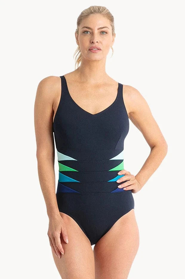 Pool Proof Rozelia Triangle Splice Tank One Piece Pool Proof Rozelia Triangle Splice Tank One Piece Splash Swimwear