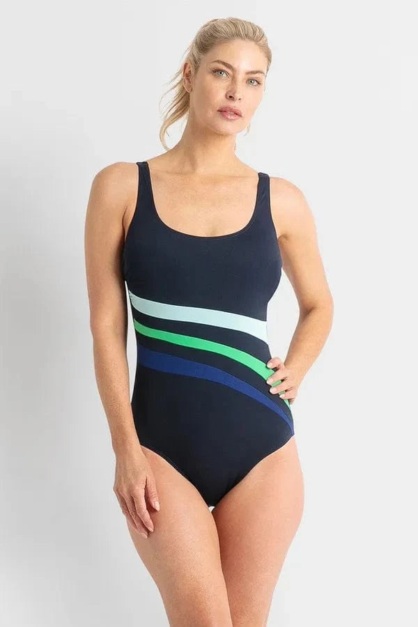 Pool Proof Rozella DD/E Wave Spliced One Piece PO61134DDE Pool Proof Rozella DD/E Wave Spliced One Piece Splash Swimwear Navy / AU14/US10 9313513638396