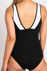 Pool Proof Scoop Rouch Masectomy One Piece - Black Splash Swimwear One Pieces