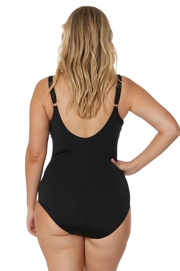 Pool Proof Wave Spliced DD/E Cup One Piece - Black Splash Swimwear One Pieces