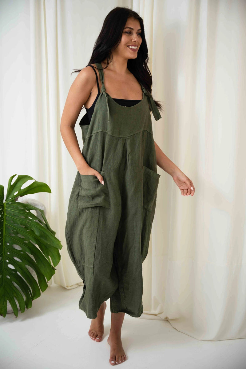 Portofino Jovie Baggy Linen Jumpsuit Jovie Baggy Linen Jumpsuit Splash Swimwear Playsuits & Jumpsuits