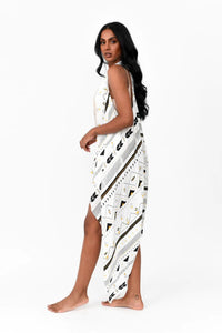 Possi the Label Freya Duster Vest Tribal - White & Gold PTL-FDV101 Shop Australian Tropical Fashion: Freya Duster Vest Tribal - White & Gold | Splash Swimwear Splash Swimwear O/S 794712263807