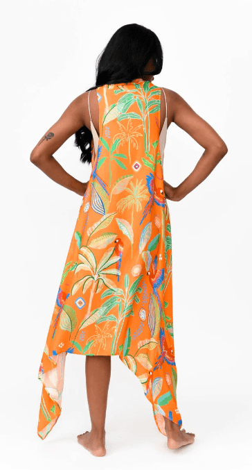 Possi the Label PTL-FDV301 O/S Freya Duster Vest Tropical Print - Orange Shop Freya Duster Vest Tropical Print - Orange | Australian Tropical Fashion | Splash Swimwear