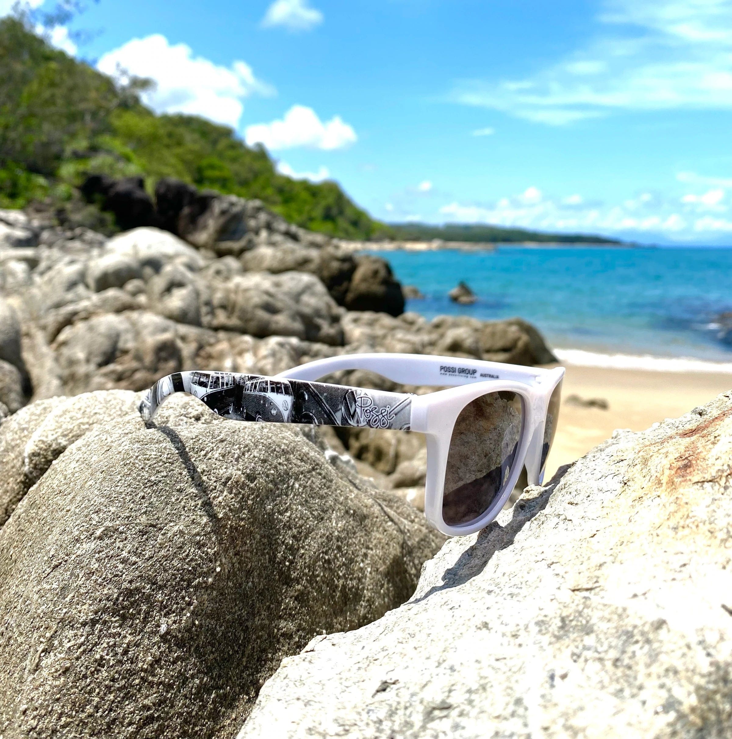 Possi the Label Ultra-Lite Sunglasses - White Kombis (White) PSUN110-W Splash Swimwear Sunglasses 794712263265
