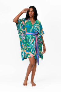 Zahlia Short Kimono in Tropical Print - Emerald - Possi the Label - Splash Swimwear  - Dec22, kimonos, possi the label, Womens - Splash Swimwear 