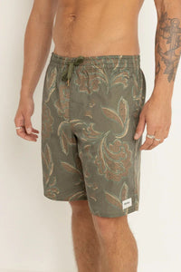 Rhythm Mens Astral Bloom Box Jam - Olive Rhythm Astral Bloom Box Jam Splash Swimwear