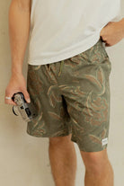 Rhythm Mens Astral Bloom Box Jam - Olive Rhythm Astral Bloom Box Jam Splash Swimwear