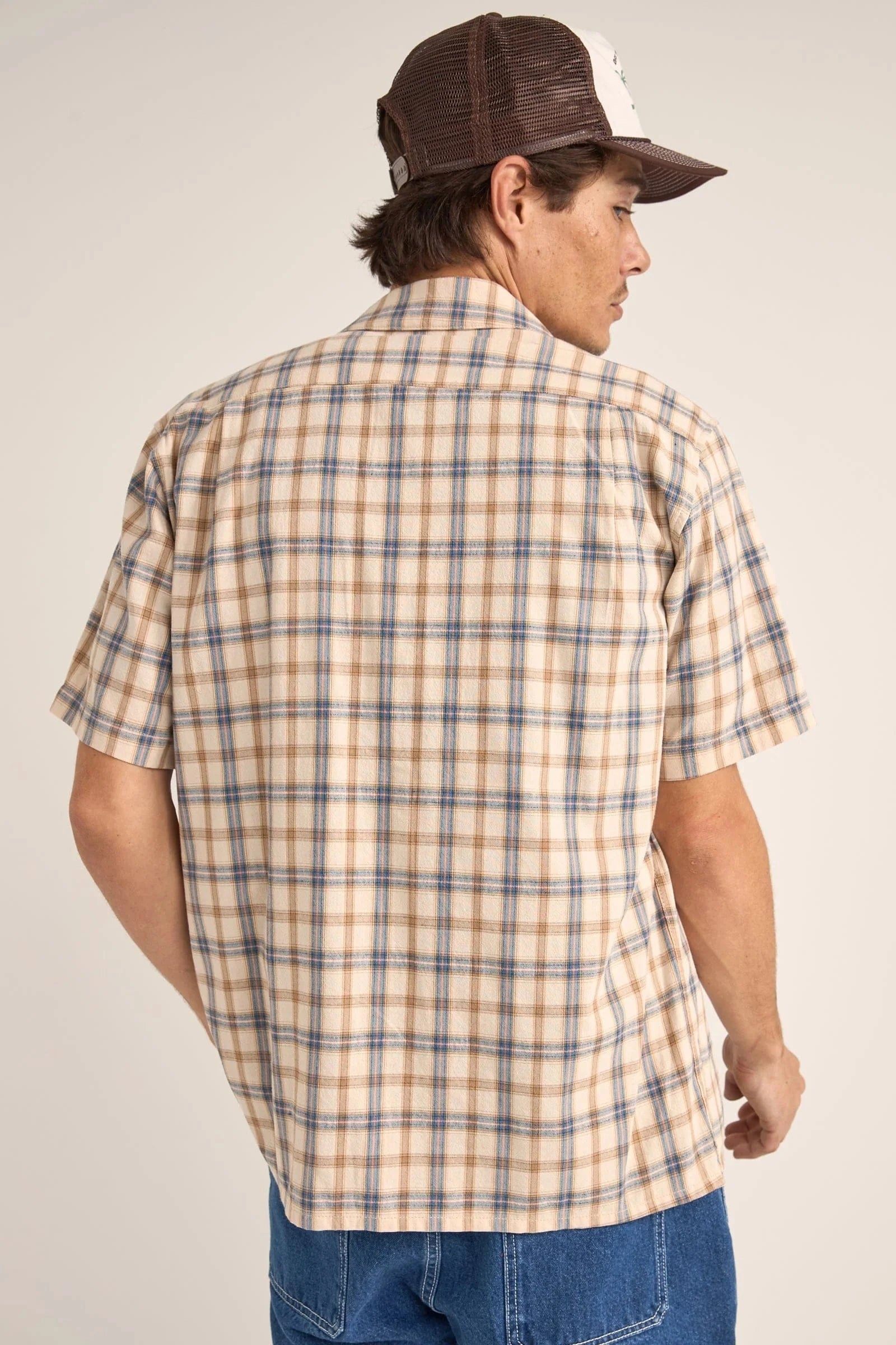 Rhythm Mens Check SS Shirt - Natural Rhythm Check SS Shirt - Natural Splash Swimwear Mens