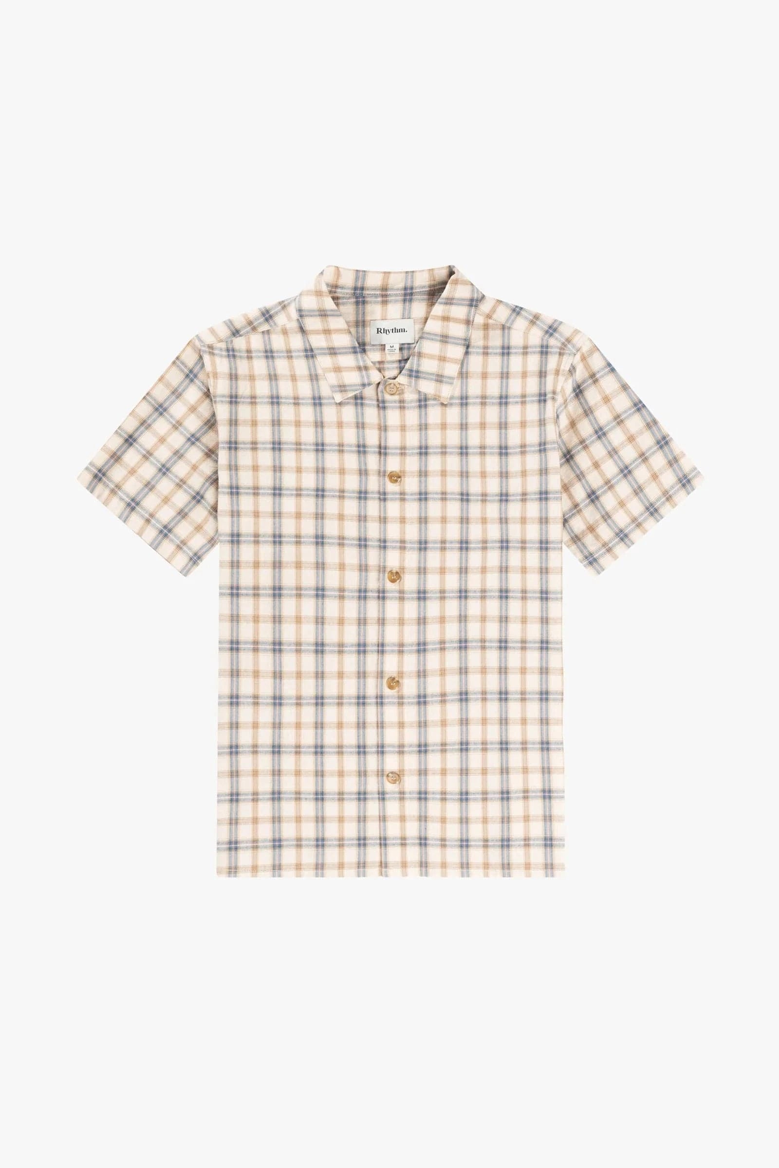 Rhythm Mens Check SS Shirt - Natural Rhythm Check SS Shirt - Natural Splash Swimwear Mens