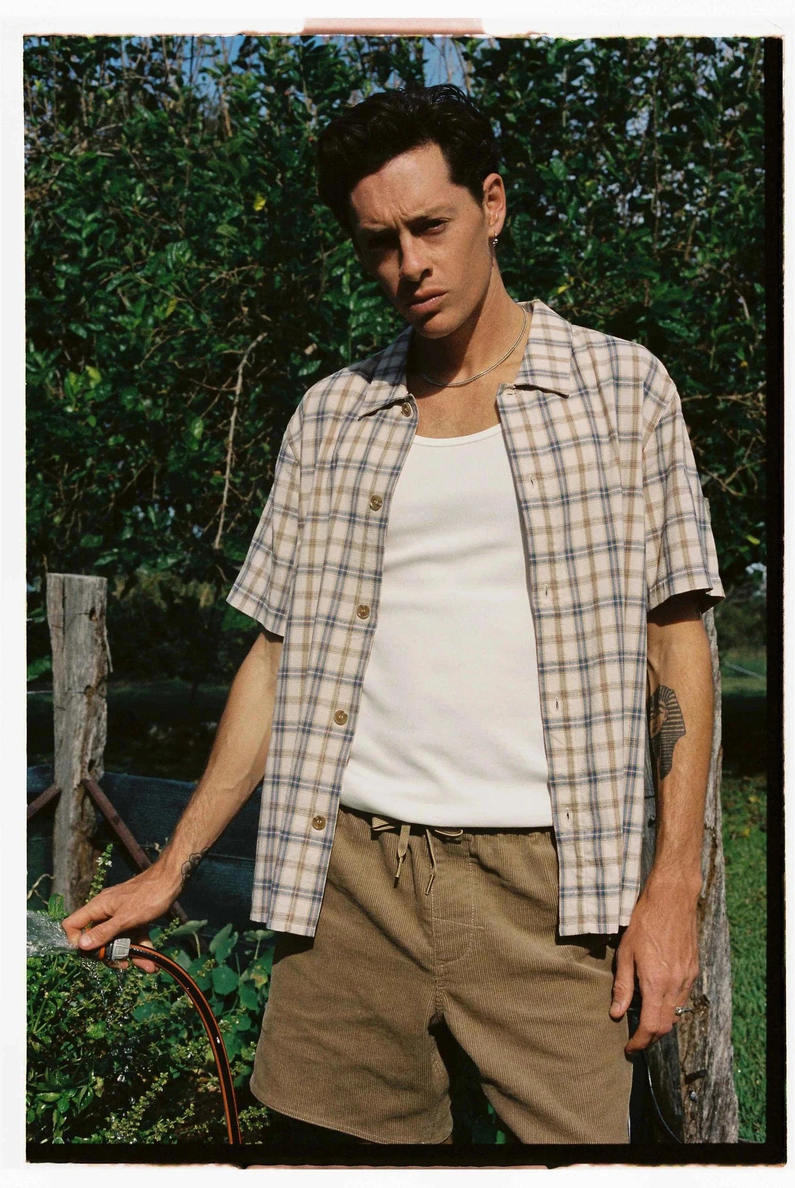 Rhythm Mens Check SS Shirt - Natural Rhythm Check SS Shirt - Natural Splash Swimwear Mens