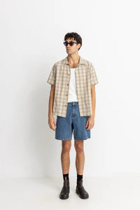 Rhythm Mens Check Ss Shirt - Sand Rhythm Check Ss Shirt - Sand