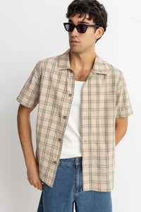 Rhythm Mens Check Ss Shirt - Sand Rhythm Check Ss Shirt - Sand