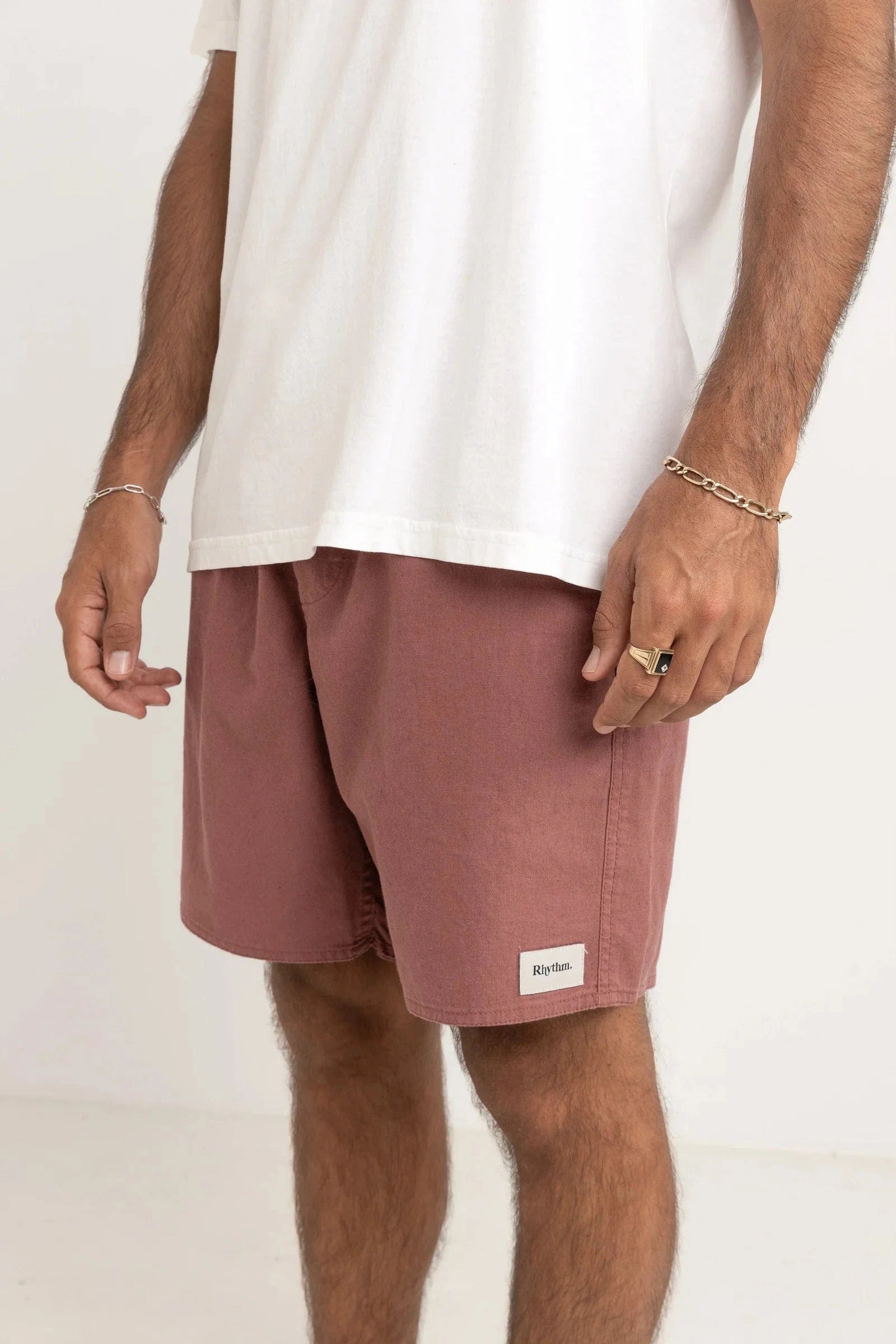 Rhythm Mens Classic Linen Jam - Merlot Rhythm Classic Line Jam - Merlot Splash Swimwear Mens Shorts