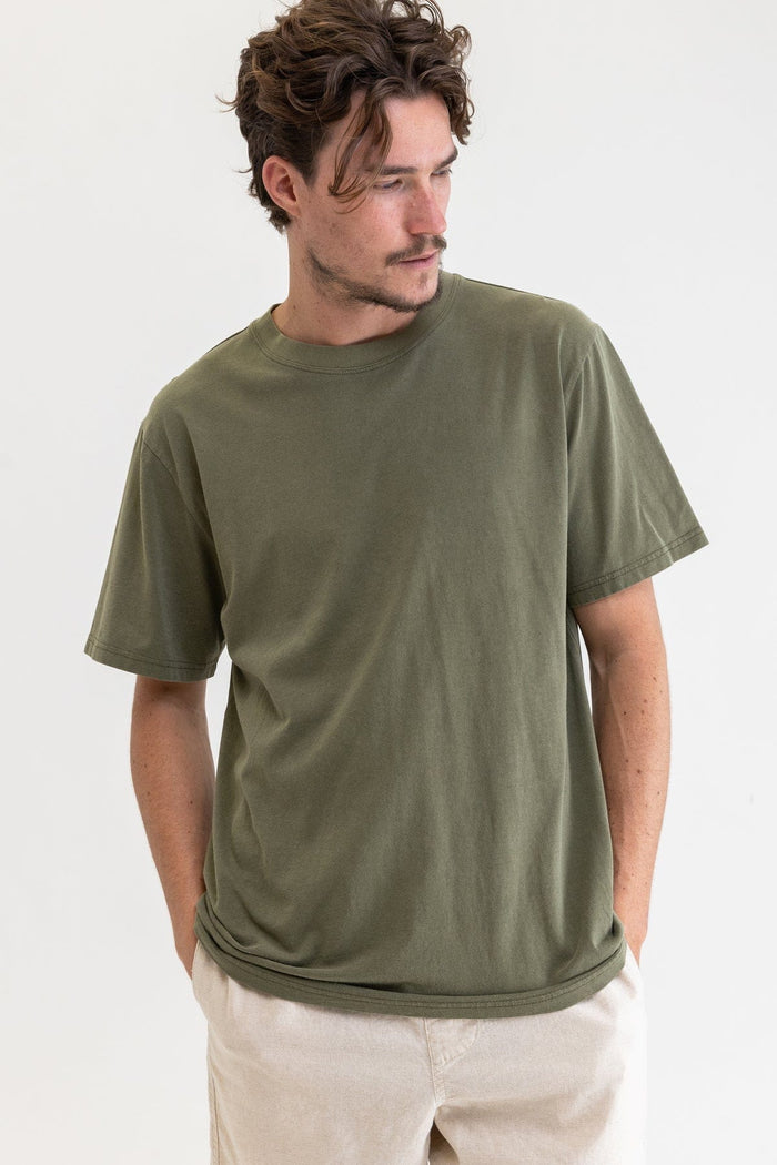 Rhythm Mens Classic Vintage Tee - Olive Splash Swimwear Mens