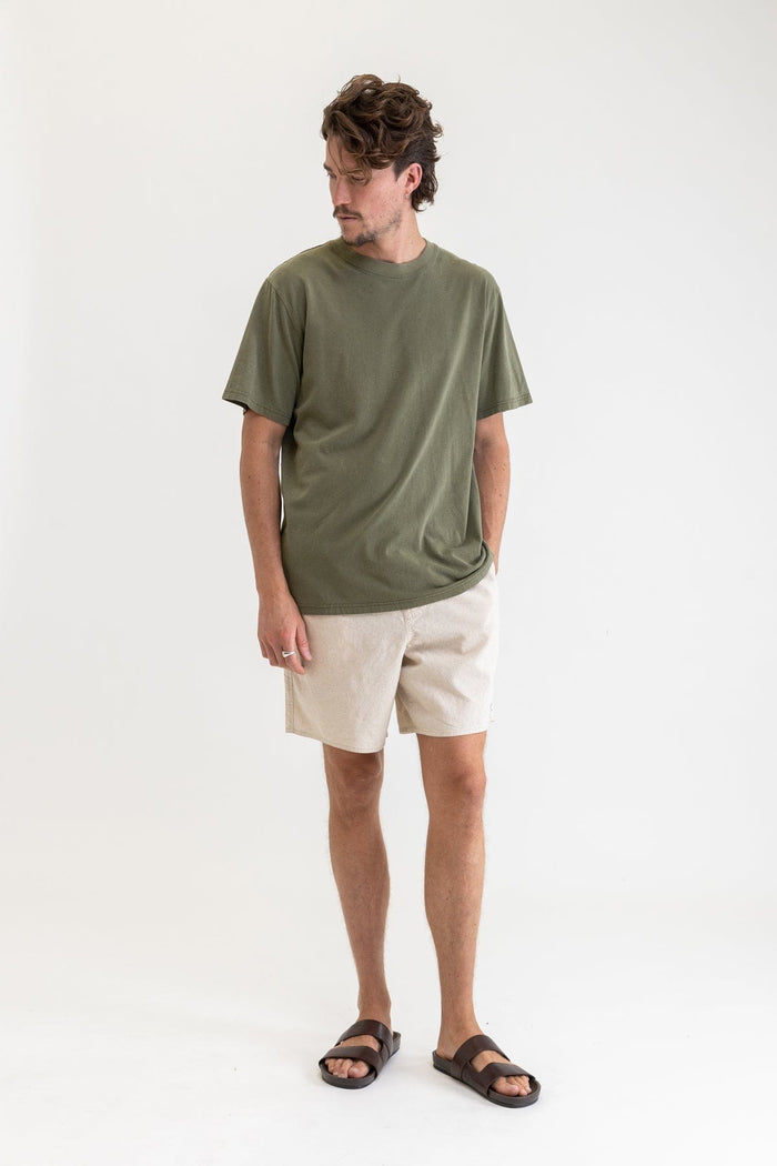 Rhythm Mens Classic Vintage Tee - Olive Splash Swimwear Mens