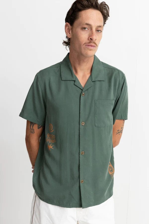 Rhythm Mens High Life Ss Shirt - Pine Rhythm High Life Ss Shirt - Pine Splash Swimwear