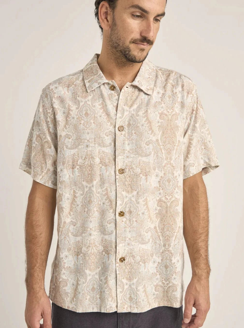 Rhythm Mens Jean Paisley SS Shirt - Cream Rhythm Jean Paisley SS Shirt - Cream Splash Swimwear Mens