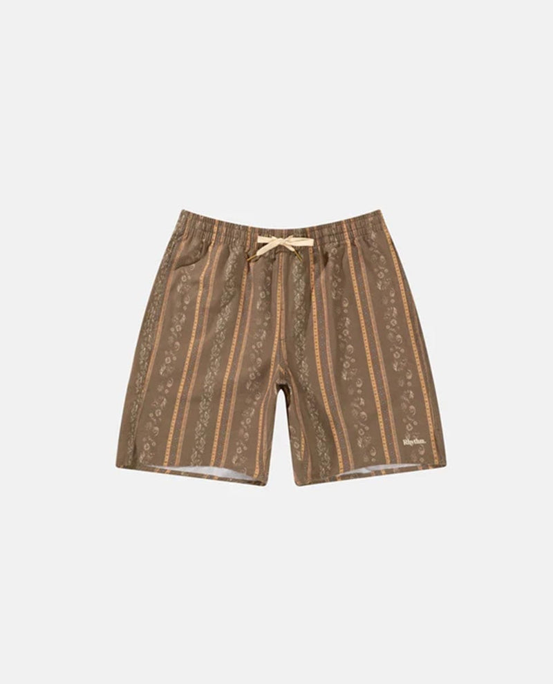 Rhythm Mens Paisley Stripe Beach Short - Tobacco Rhythm Paisley Stripe Beach Short - Tobacco Splash Swimwear Mens Clothing