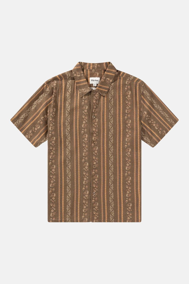 Rhythm Mens Paisley Stripe Short Sleeve Shirt - Tobacco Rhythm Paisley Stripe Short Sleeve Shirt - Tobacco Splash Swimwear Mens Shirt