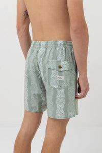 Rhythm Mens Clothing Pineapple Stripe Beach Short - Sage