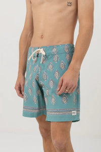 Rhythm Mens Pit Trunk - Teal Splash Swimwear Clothing