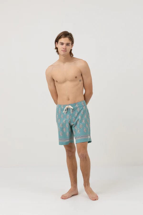 Rhythm Mens Pit Trunk - Teal Splash Swimwear Clothing