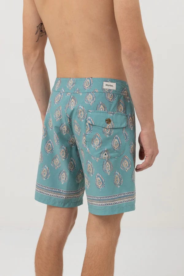 Rhythm Mens Pit Trunk - Teal Splash Swimwear Clothing