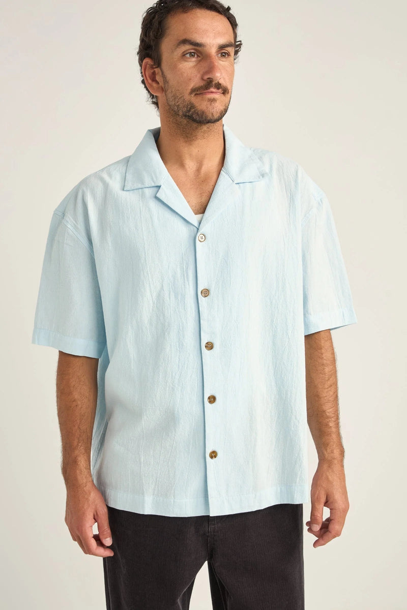 Rhythm Mens Relaxed Texture SS Shirt - Blue Rhythm Relaxed Texture SS Shirt - Blue Splash Swimwear Mens