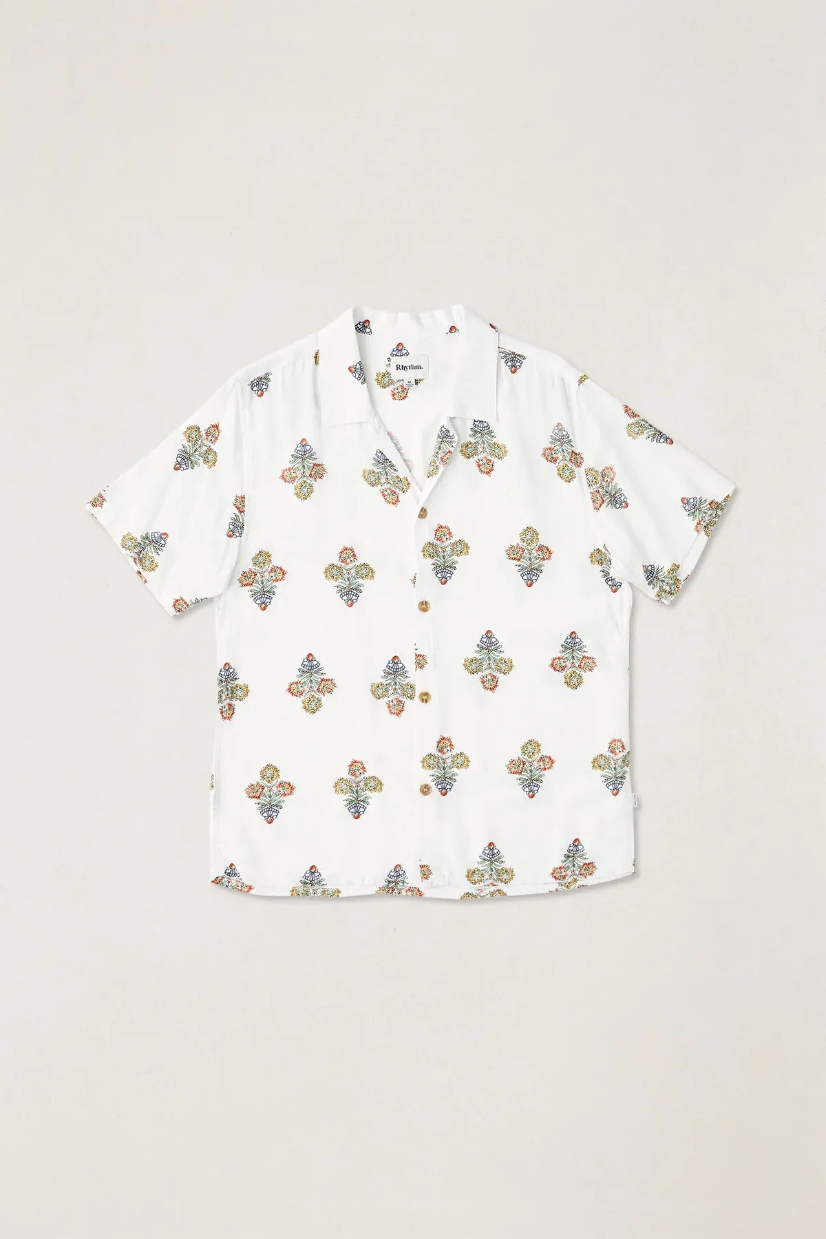 Rhythm Mens Rhythm Bouquet SS Shirt - Natural Rhythm Bouquet SS Shirt - Natural Splash Swimwear Mens Shirt