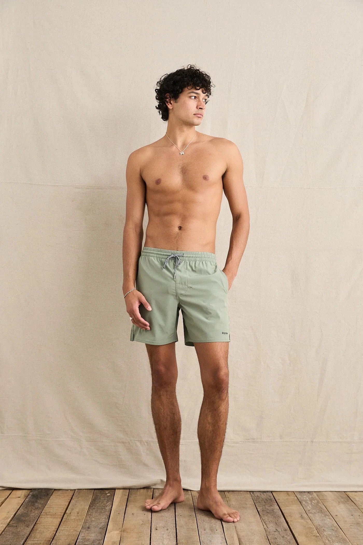 Rhythm Mens Rhythm Classic Beach Short - Seafoam Rhythm Classic Beach Short - Seafoam Splash Swimwear Mens