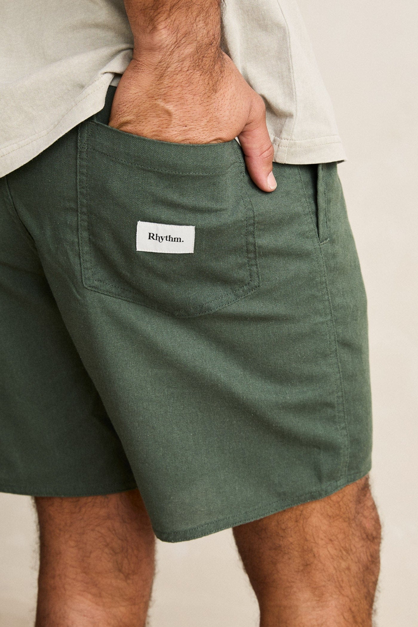 Rhythm Mens Rhythm Classic Linen Jam - Green Rhythm Classic Linen Jam - Green Splash Swimwear Mens