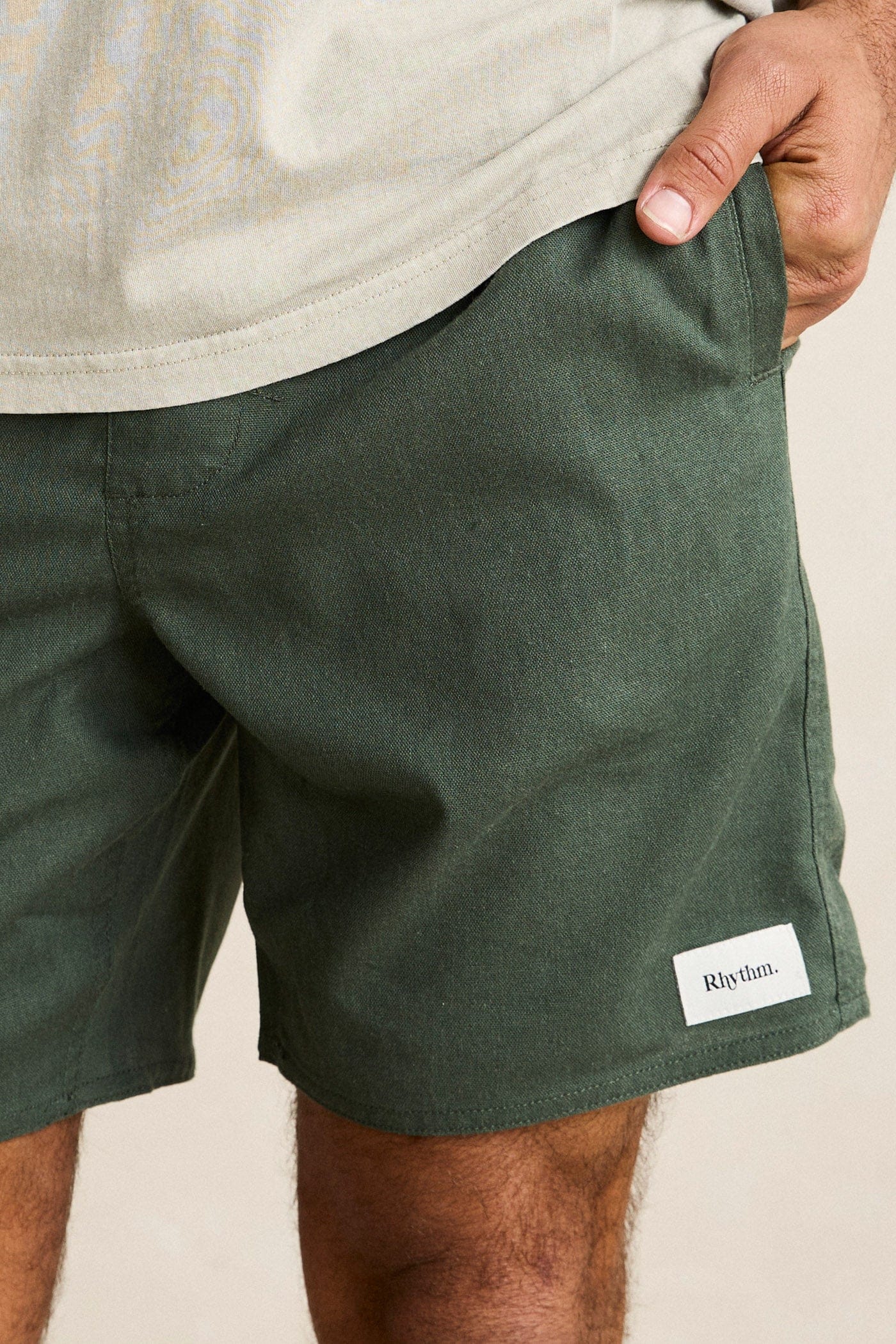 Rhythm Mens Rhythm Classic Linen Jam - Green Rhythm Classic Linen Jam - Green Splash Swimwear Mens