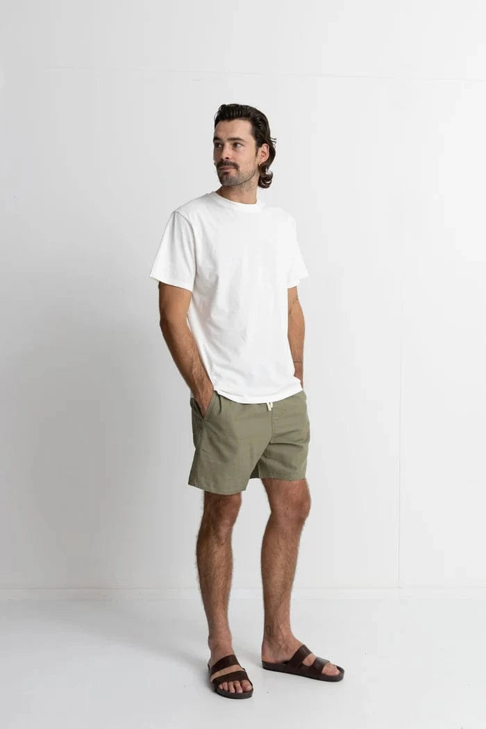 Rhythm Mens Rhythm Classic Linen Jam - Olive Rhythm Classic Linen Jam - Olive Splash Swimwear Mens