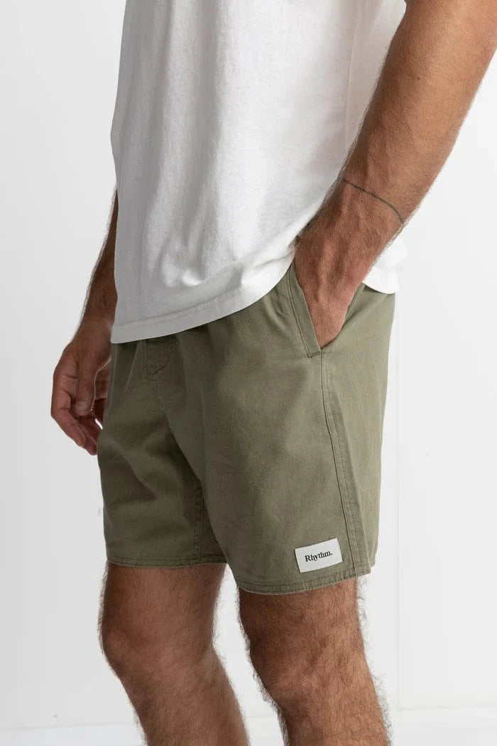 Rhythm Mens Rhythm Classic Linen Jam - Olive Rhythm Classic Linen Jam - Olive Splash Swimwear Mens
