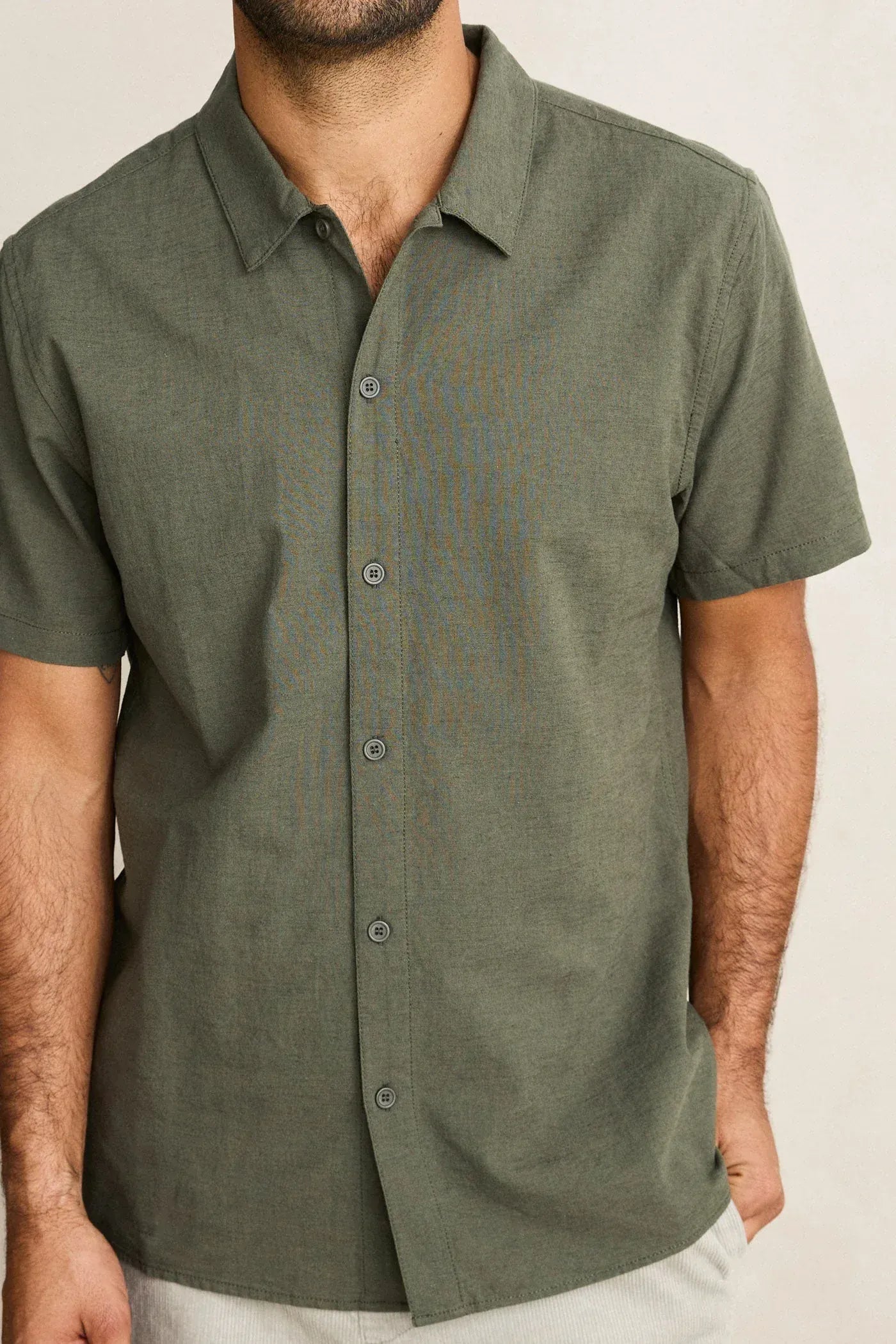 Rhythm Mens Rhythm Classic Linen Short Sleeved Shirt - Forest Green Rhythm Classic Linen Short Sleeved Shirt - Forest Green Splash Swimwear Mens