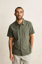 Rhythm Mens Rhythm Classic Linen Short Sleeved Shirt - Forest Green Rhythm Classic Linen Short Sleeved Shirt - Forest Green Splash Swimwear Mens