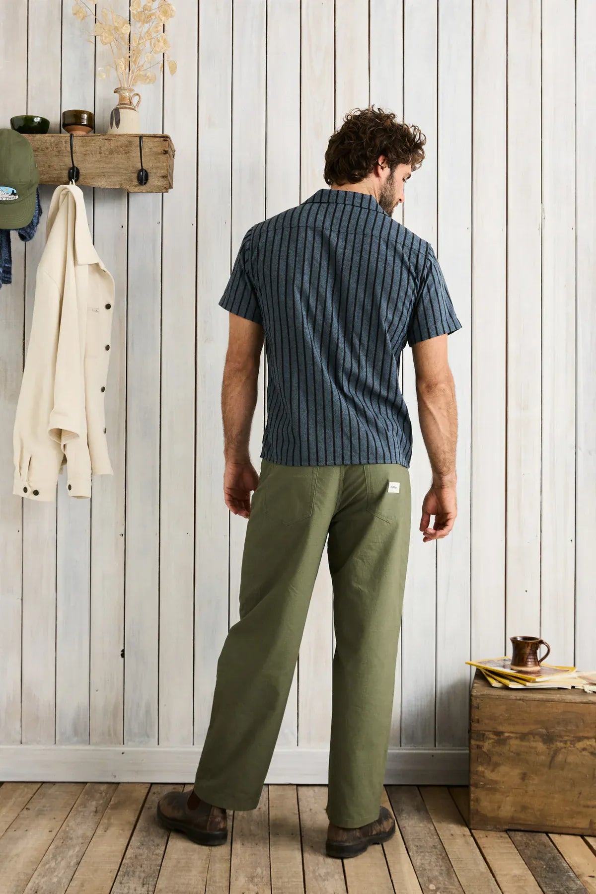 Rhythm Mens Rhythm Crux SS Shirt - Indigo Stripe Rhythm Crux SS Shirt - Indigo Stripe Splash Swimwear Mens Shirt