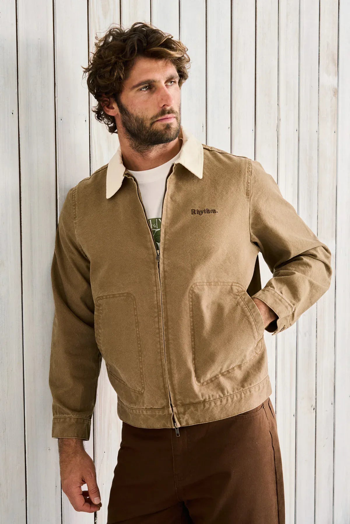 Rhythm Mens Rhythm Cultivation Canvas Jacket - Camel Rhythm Cultivation Canvas Jacket - Camel Splash Swimwear Jackets & Jumpers
