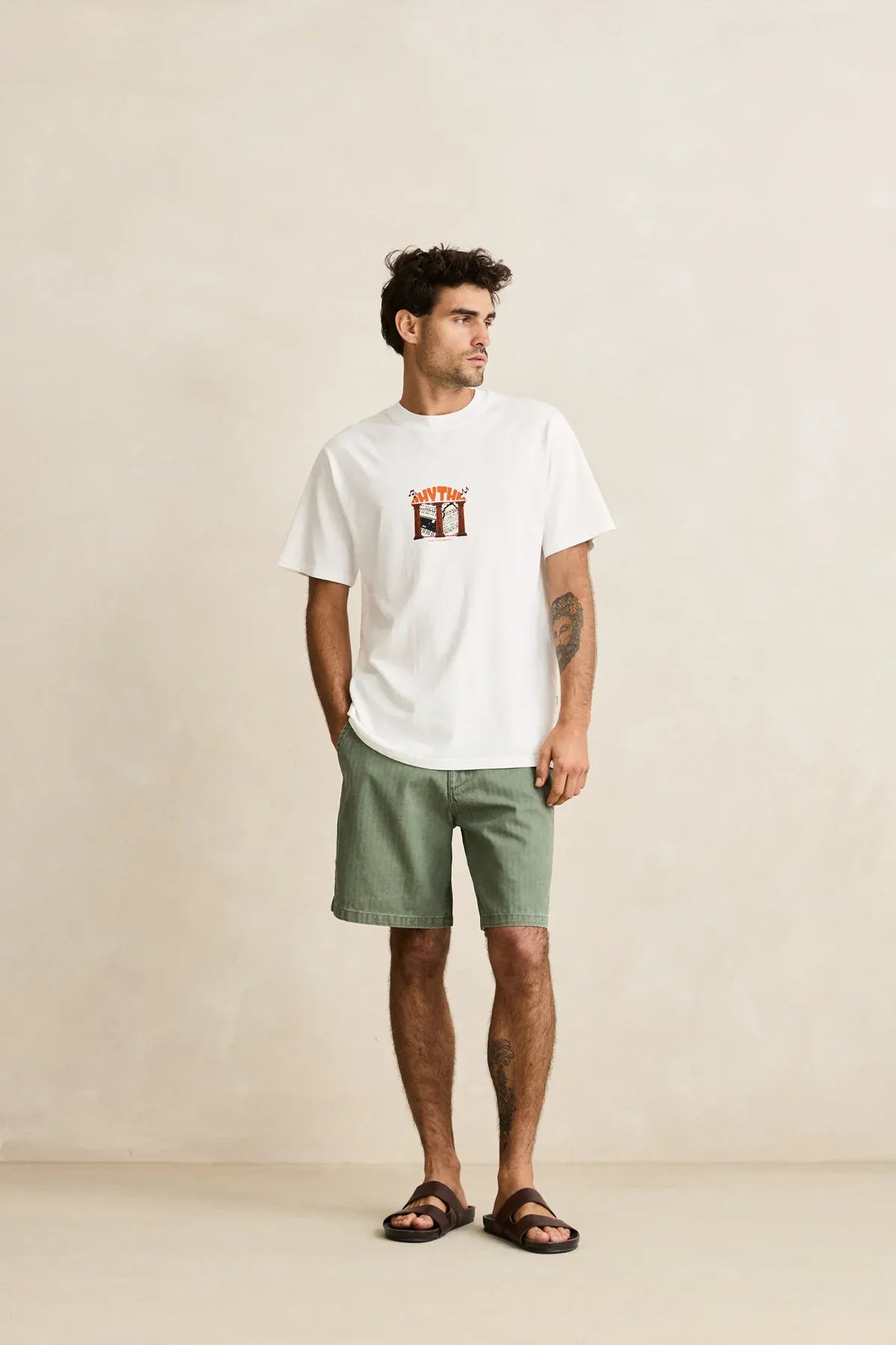 Rhythm Mens Rhythm Essential Herringbone Short - Olive Rhythm Essential Herringbone Short - Olive Splash Swimwear Mens Shorts