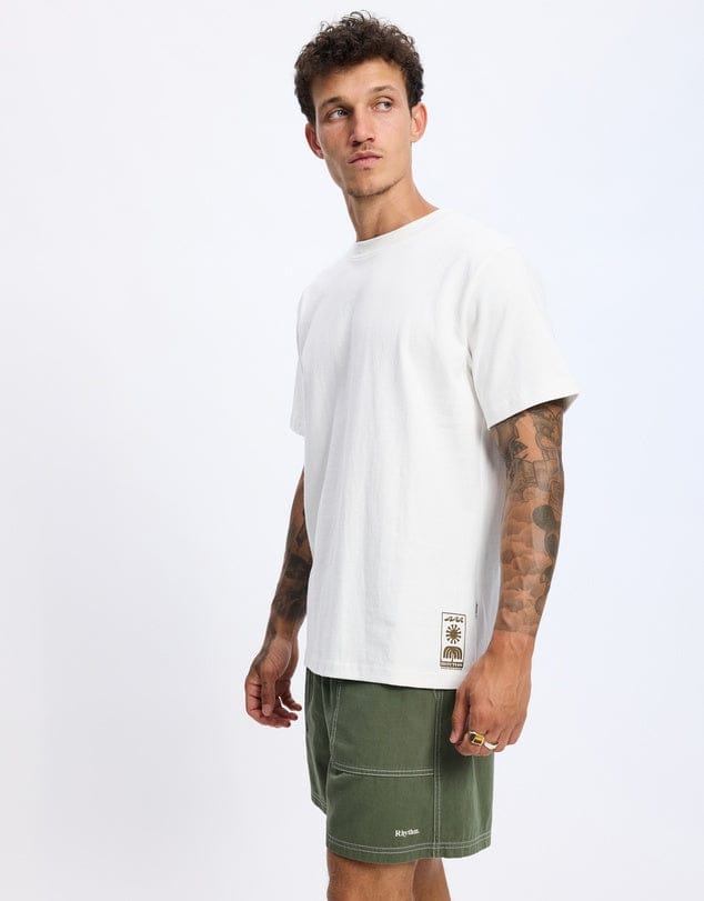 Rhythm Mens Rhythm Flagship Vintage Short Sleeved T-Shirt - Ecru Rhythm Flagship Vintage Short Sleeved T-Shirt - Ecru Splash Swimwear Mens