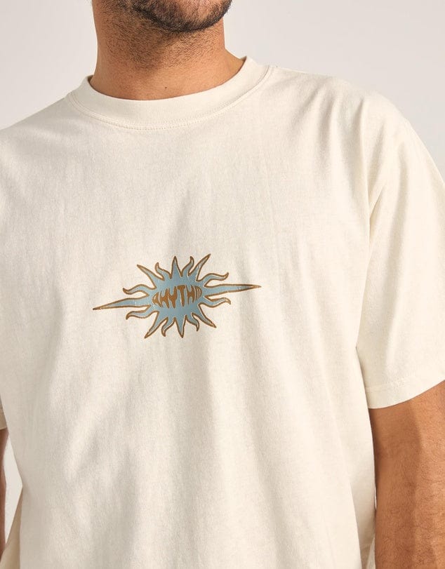 Rhythm Mens Rhythm Flame Printed Vintage SS T-Shirt - White Rhythm Flame Printed Vintage SS T-Shirt - White Splash Swimwear Mens