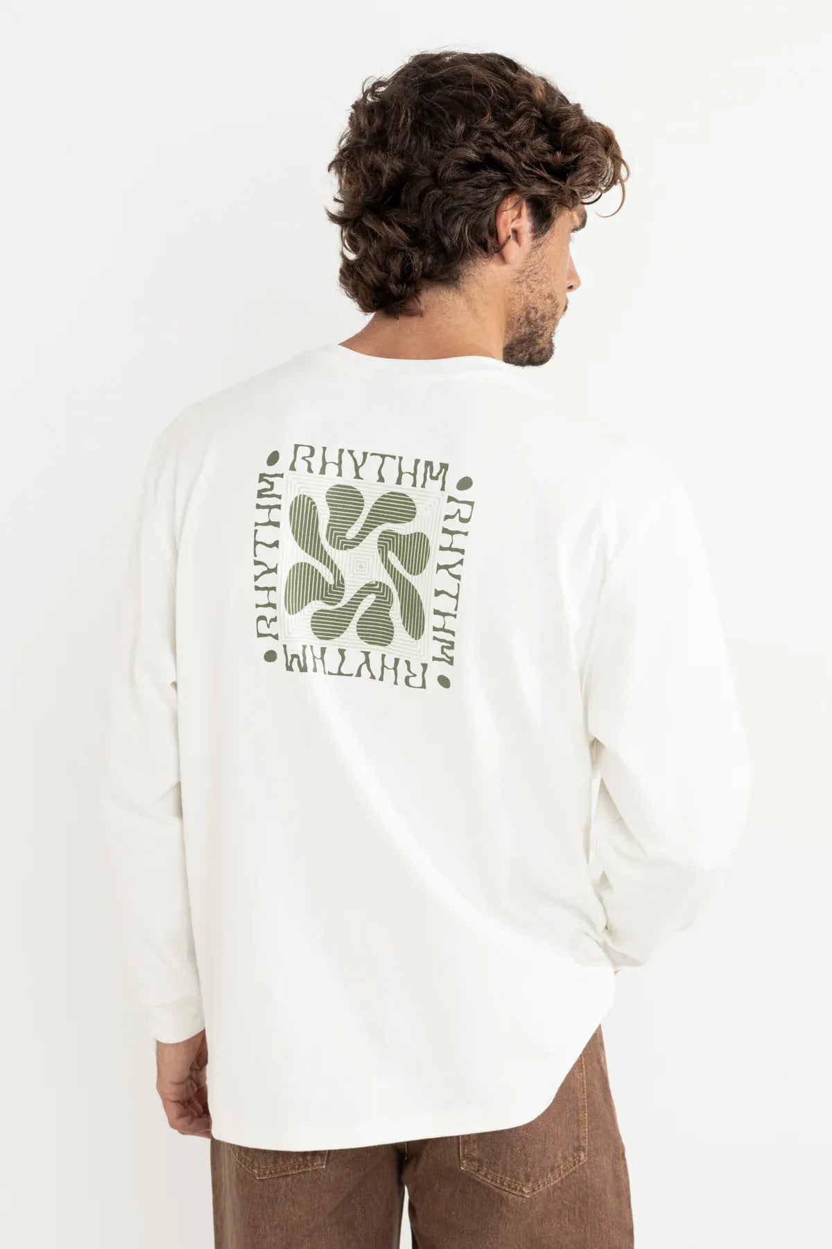 Rhythm Mens Rhythm Grange Loose Fit LS T-Shirt - Ecru Rhythm Grange Loose Fit LS T-Shirt - Ecru Splash Swimwear Mens Shirt