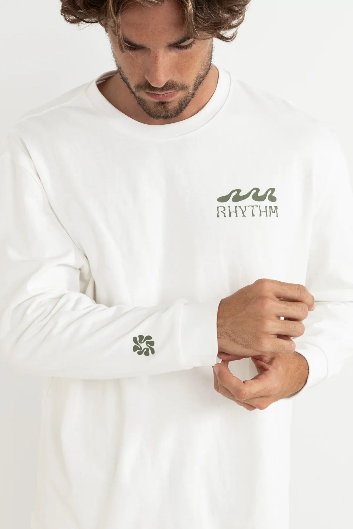 Rhythm Mens Rhythm Grange Loose Fit LS T-Shirt - Ecru Rhythm Grange Loose Fit LS T-Shirt - Ecru Splash Swimwear Mens Shirt