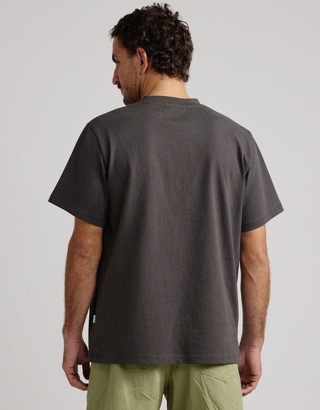 Rhythm Mens Rhythm Heavy Vintage Pocket Emblem SS T-Shirt - Charcoal Rhythm Heavy Vintage Pocket Emblem SS T-Shirt - Charcoal Splash Swimwear Mens