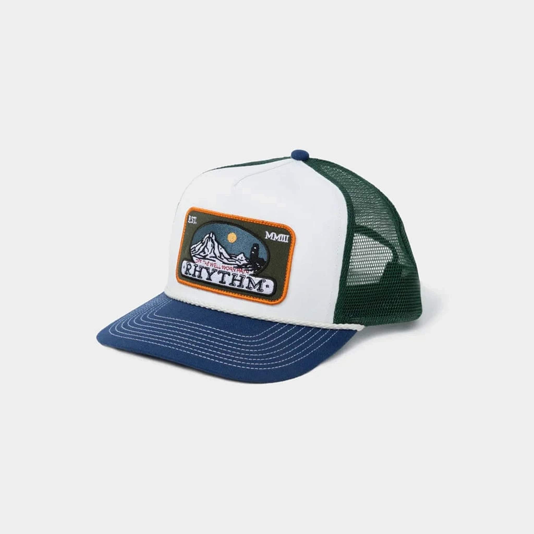 Rhythm Mens Rhythm Horizon Trucker Cap- Green 0725M-HW09-GRN Rhythm Horizon Trucker Cap- Green Splash Swimwear Hats O/S 9360397217247