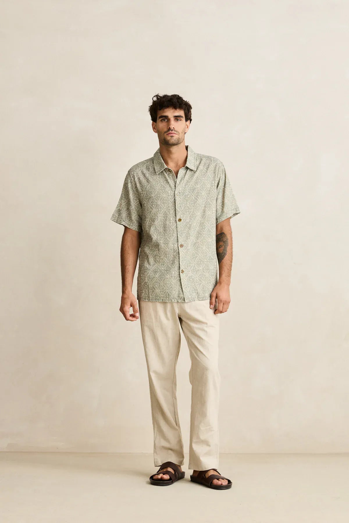 Rhythm Mens Rhythm Java SS Shirt - Olive Rhythm Java SS Shirt - Olive Splash Swimwear Mens Shirt