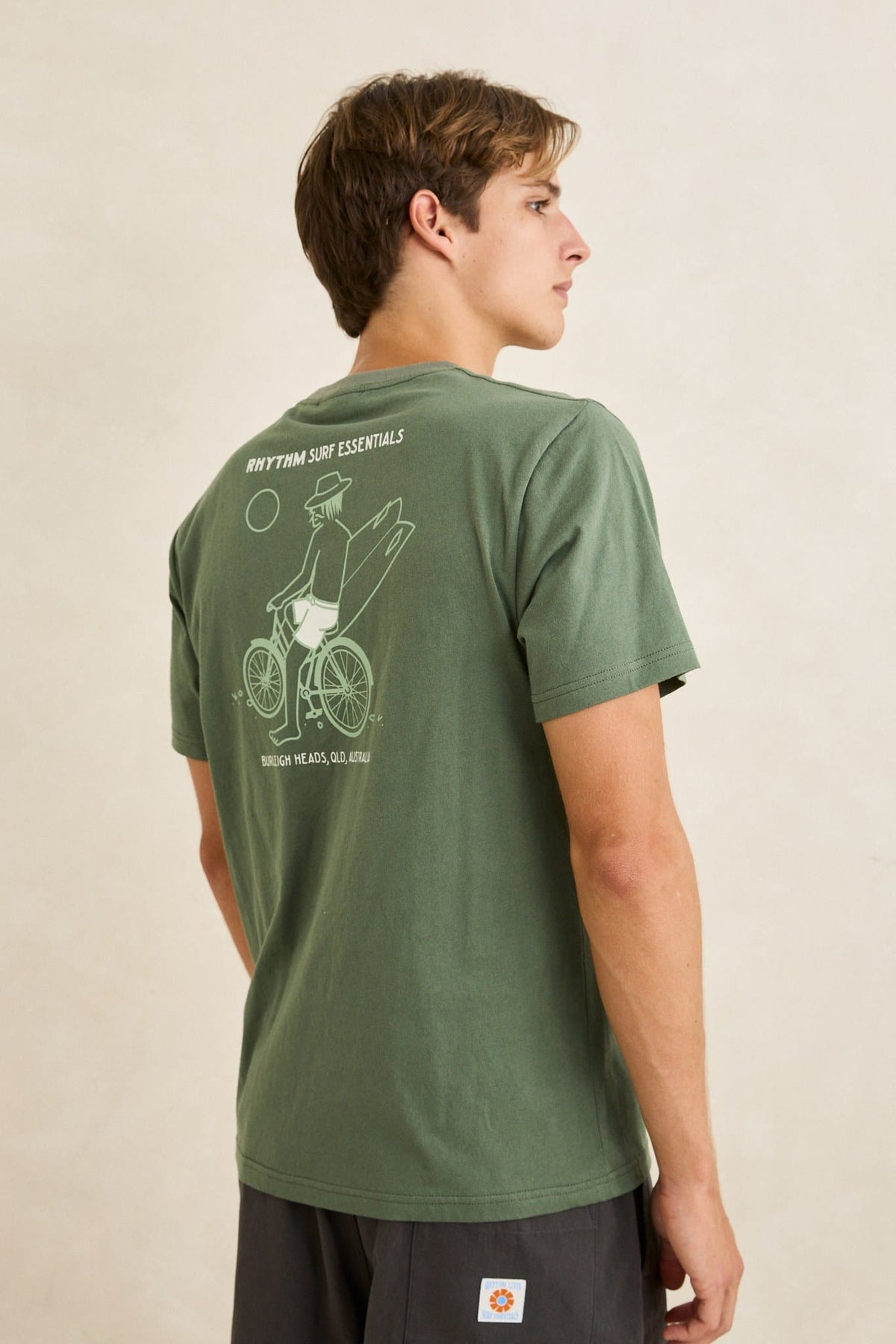 Rhythm Mens Rhythm Mens Bike Wanderer SS T-Shirt - Seaweed Rhythm Mens Bike Wanderer SS T-Shirt Seaweed Splash Swimwear Mens Tee