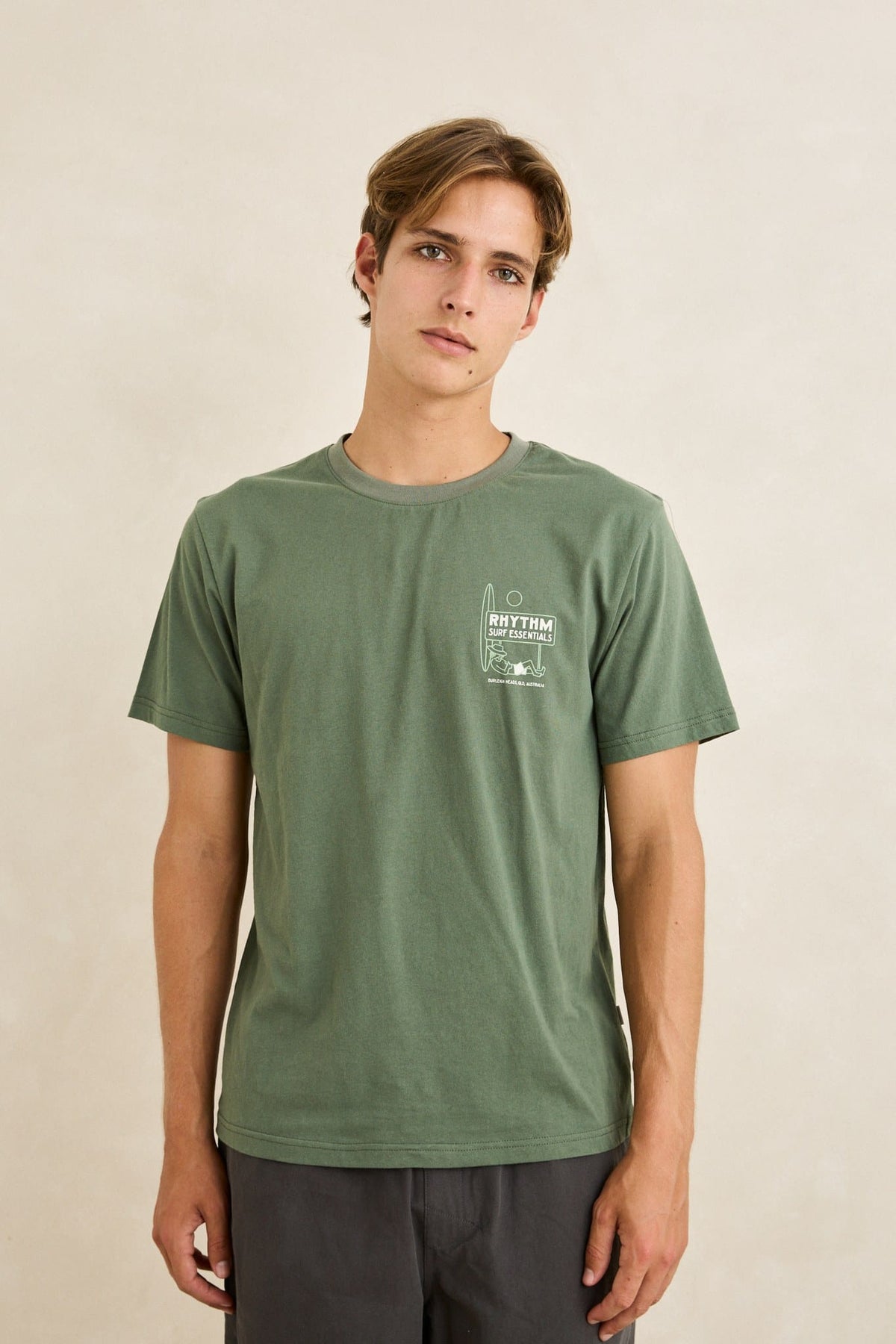 Rhythm Mens Rhythm Mens Bike Wanderer SS T-Shirt - Seaweed CD25M-PT57-SWD-S Rhythm Mens Bike Wanderer SS T-Shirt Seaweed Splash Swimwear Mens Tee S 9360397444544