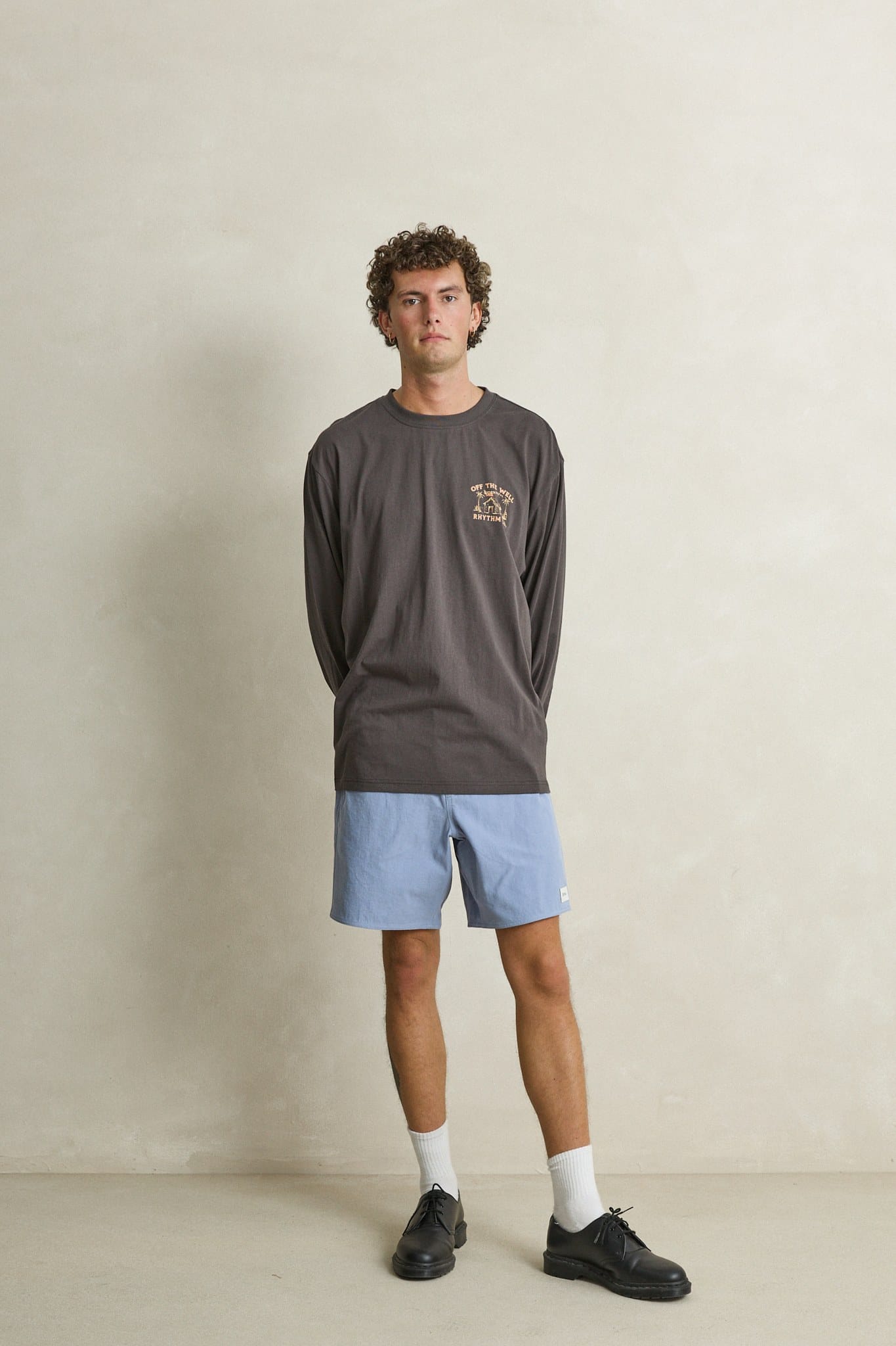 Rhythm Mens Rhythm Mens Box Jam - Slate Rhythm Mens Box Jam Slate Splash Swimwear Mens Shorts