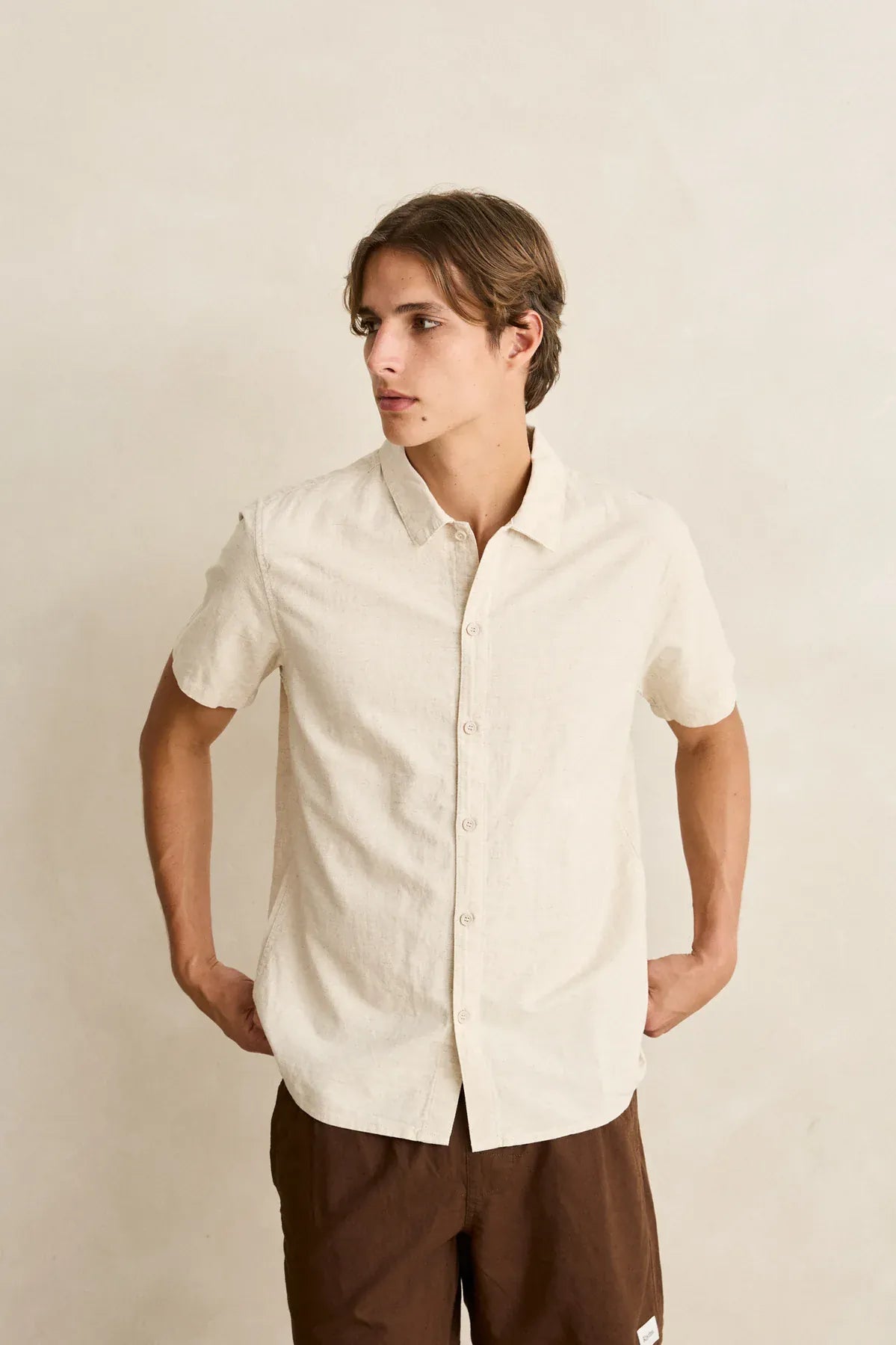 Rhythm Mens Rhythm Mens Classic Linen SS Shirt - Sand Rhythm Mens Classic Linen SS Shirt - Sand Splash Swimwear Mens Shirt